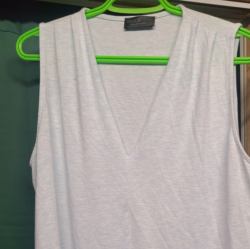 Miik XXL Porter Sleeveless Wrap Tank Top, light green waterfall melange
